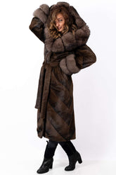 Women's exclusive alpaca coat Liana Brown